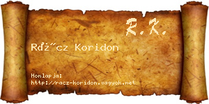 Rácz Koridon névjegykártya